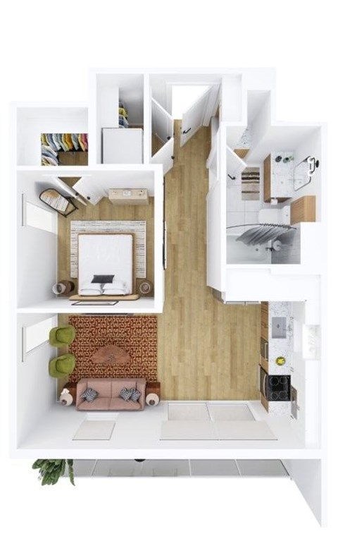 Floor plan for studio, 1 bath, 570 sqft